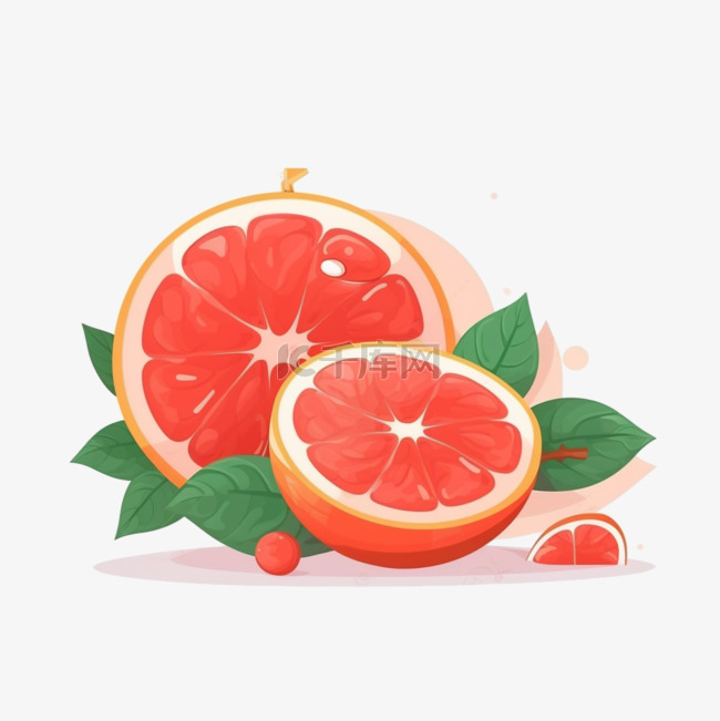 橙子柚子水果扁平卡通风