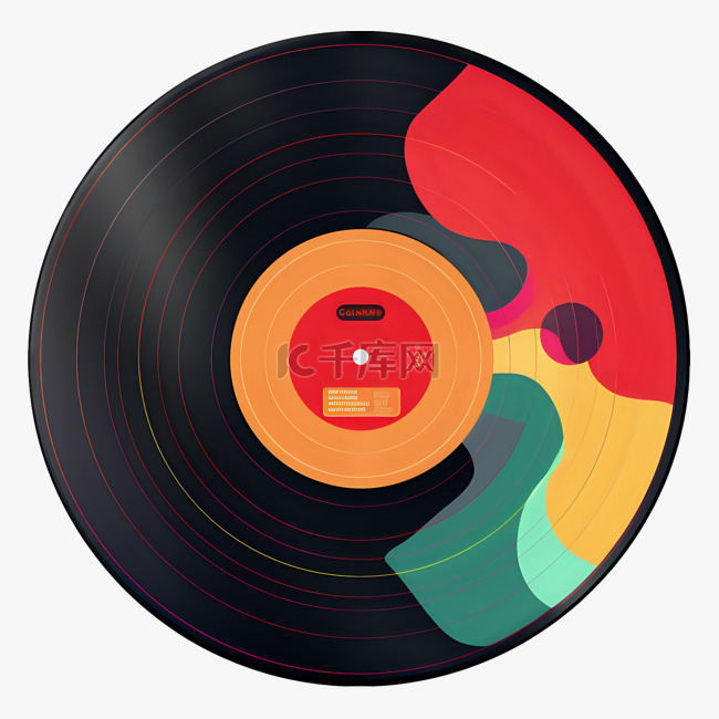 卡通手绘黑色胶片唱片