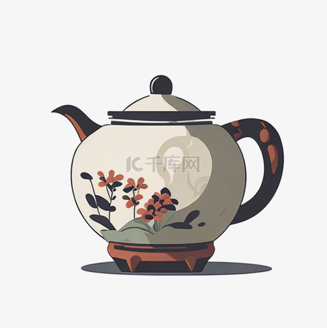 卡通手绘生活用品茶壶