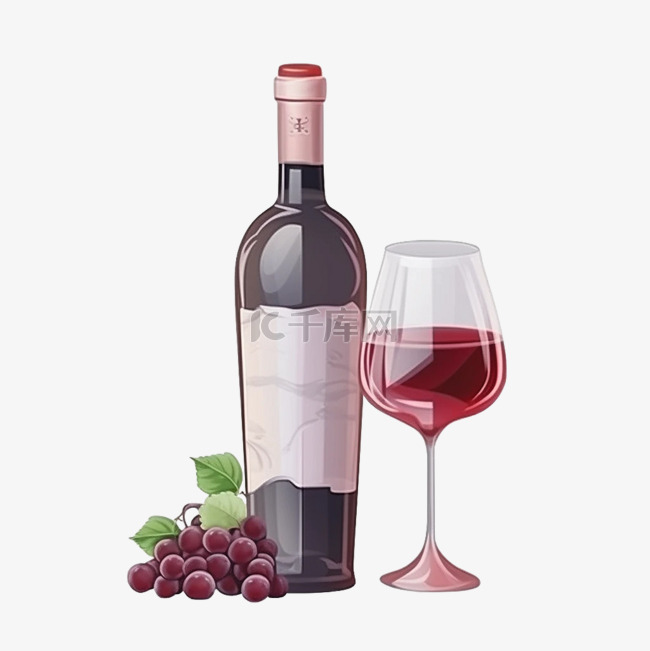 扁平卡通免抠图素材红酒
