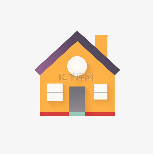 极简主义扁平橙色房子