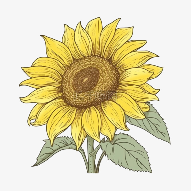 手绘插画风免抠元素向日葵