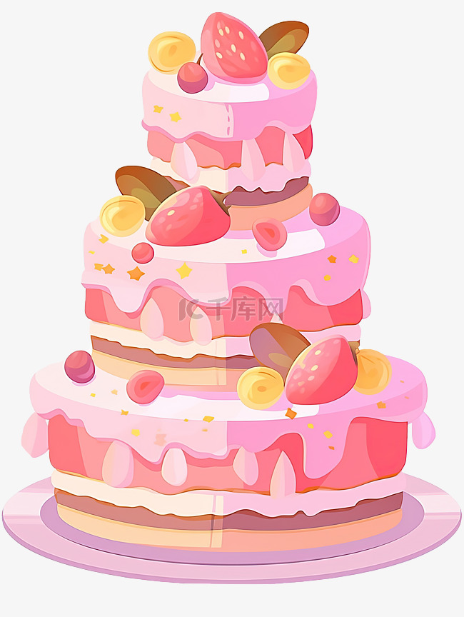 卡通多层蛋糕塔水果蛋糕