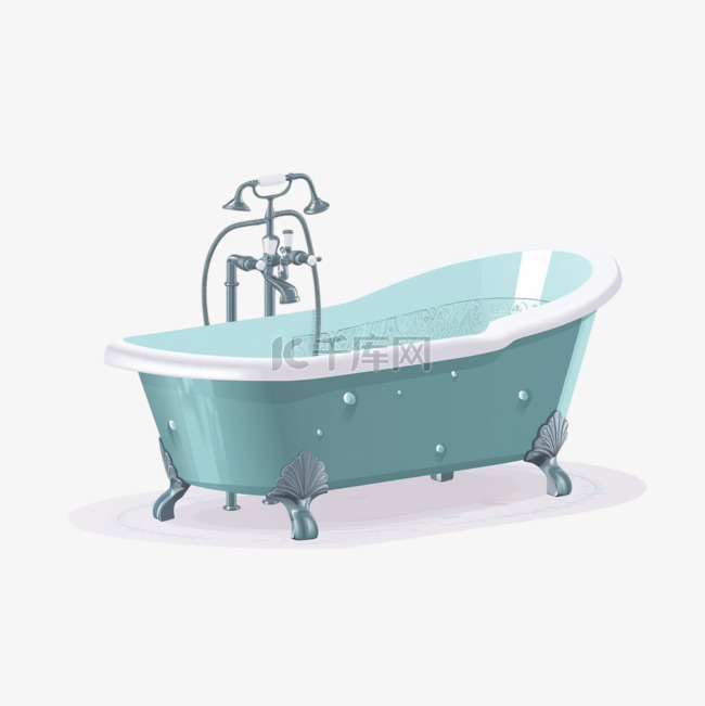卡通手绘浴室浴缸