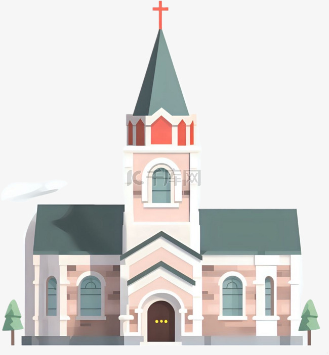 卡通手绘可爱教堂建筑
