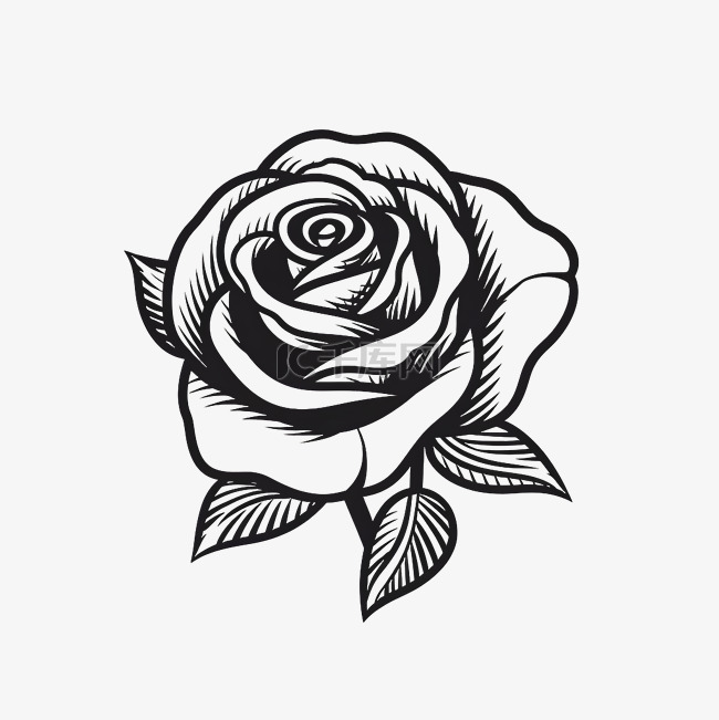 简约线条玫瑰花logo素材图片免费下载-千库网