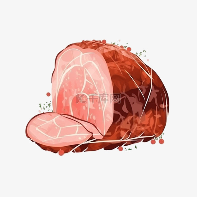 手绘插画风免抠元素猪肉切片