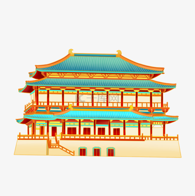 中国风古风古建筑国潮风描金