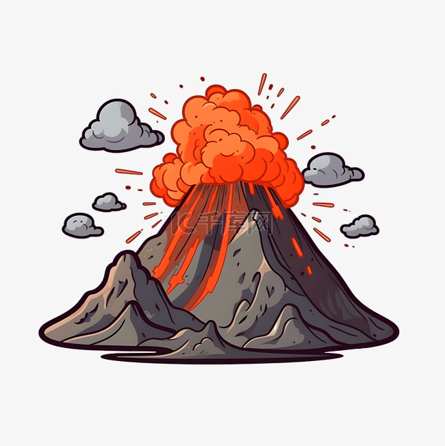 卡通风格天摇地动火山免扣