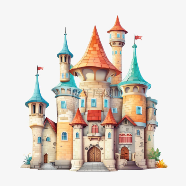 卡通手绘儿童玩具城堡