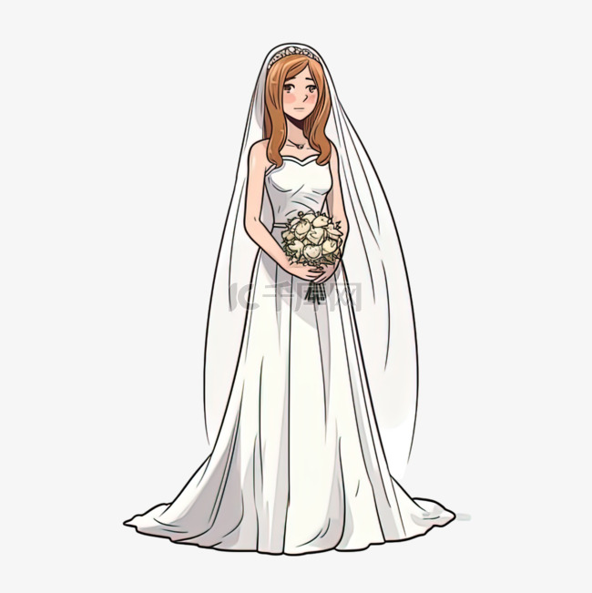 卡通手绘礼服新娘