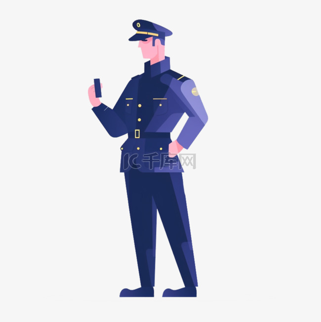 手绘插画风免抠元素警察