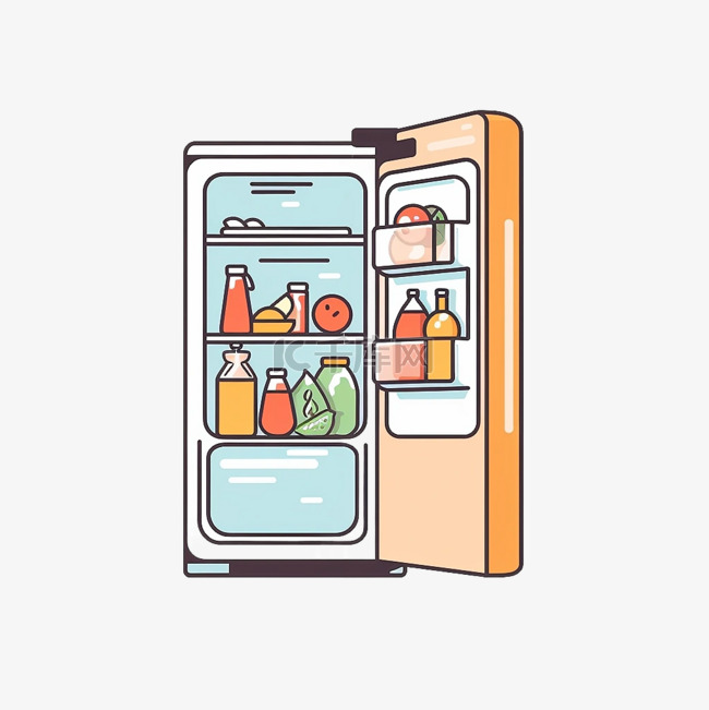 扁平卡通免抠图素材冰箱
