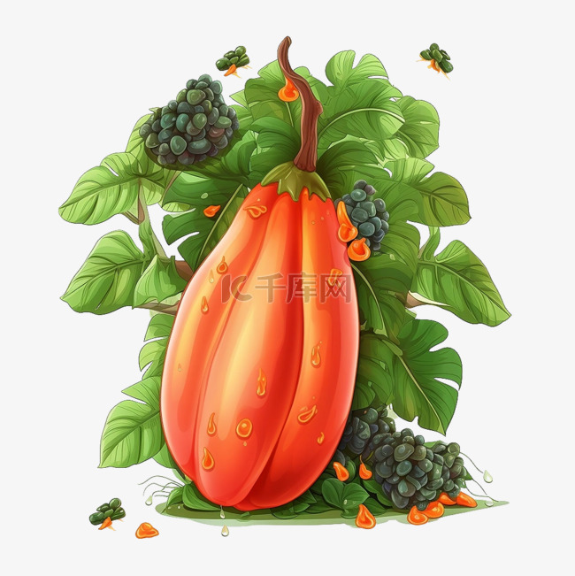 扁平卡通免抠图素材木瓜