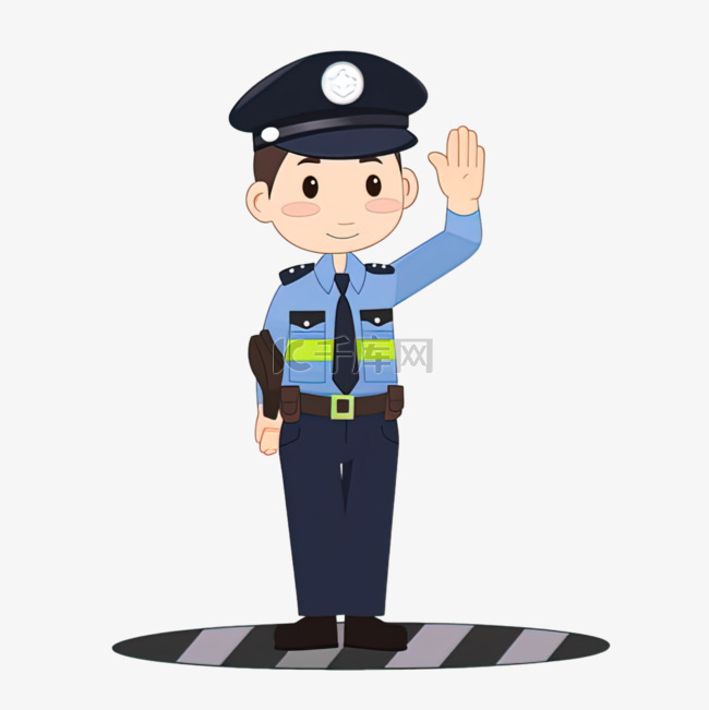 卡通手绘交警警察素材图片免费下载-千库网