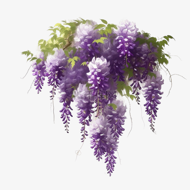 扁平卡通免抠图素材紫藤花