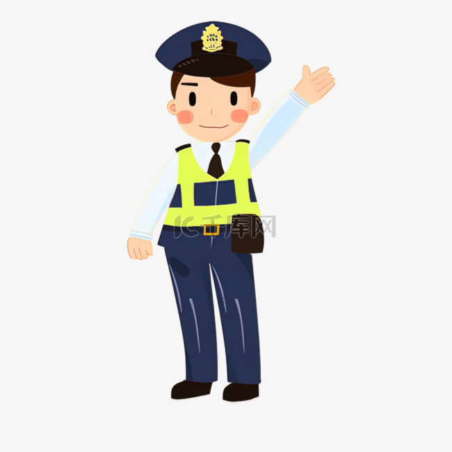 卡通手绘交警警察素材图片免费下载-千库网