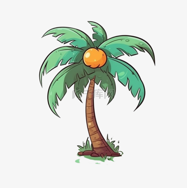 卡通动漫漫画海岛椰树椰子