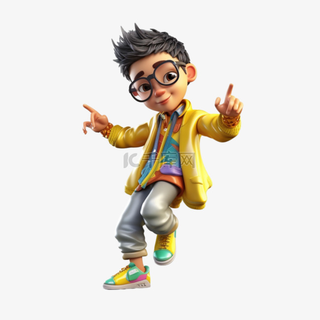 卡通立体人物人3d运动男孩跳舞