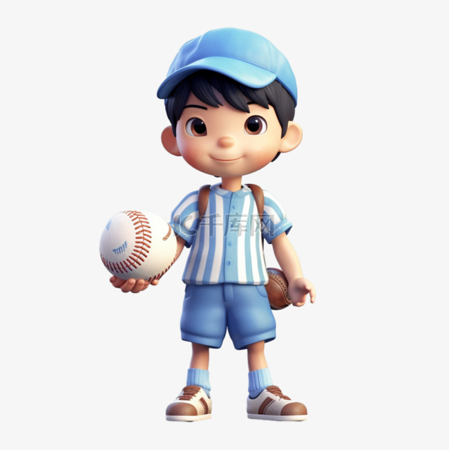 卡通动漫3D运动棒球男孩