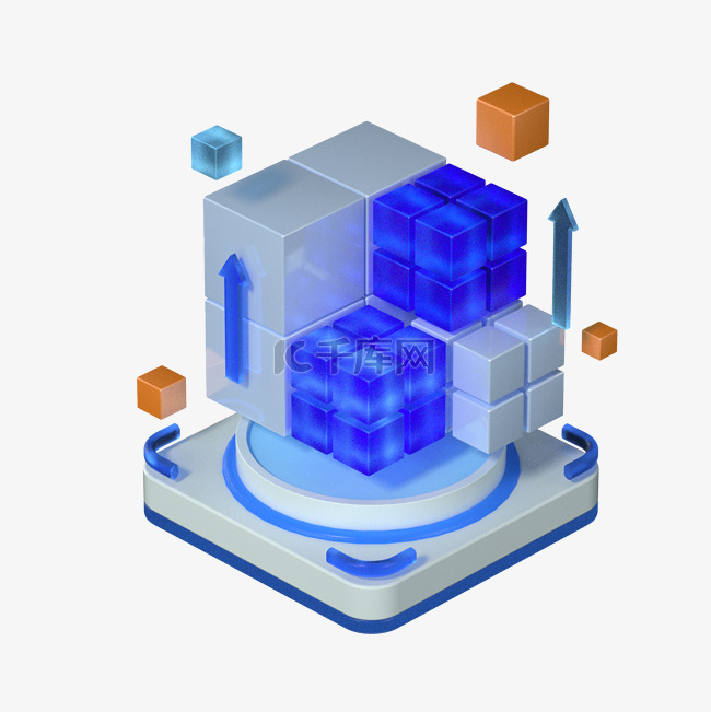 3D立体C4D商务金融科技玻璃