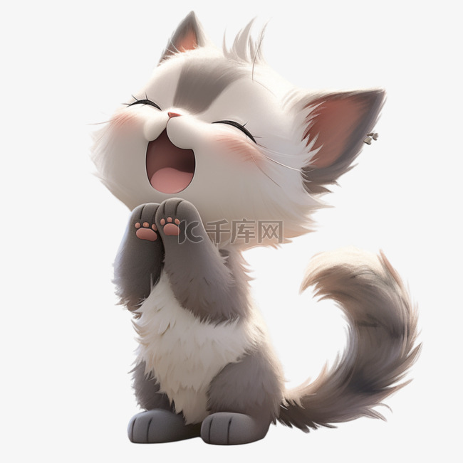 3DC4D立体动物卡通可爱小猫