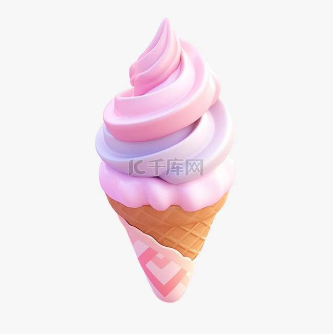 3d可爱元素冰淇淋模型彩色立体