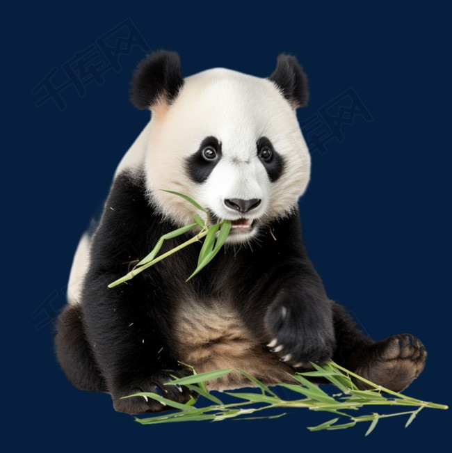 卡通扁平可爱熊猫吃竹子