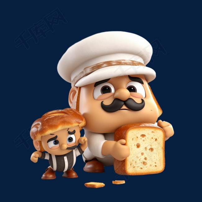 卡通立体烘焙面包男孩食物