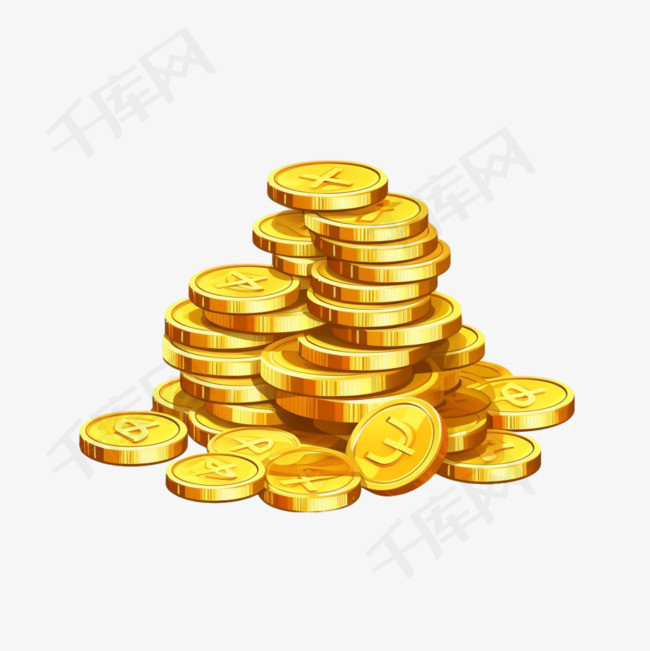 堆叠的钱和金币3D卡通风格的图