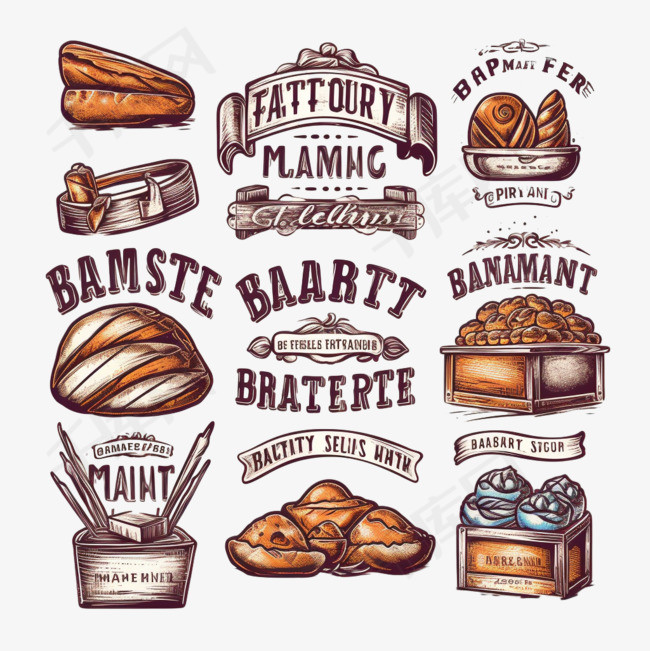手工绘制的面包店标识