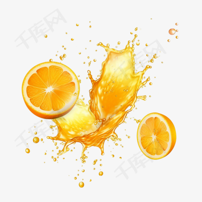 橙汁、柠檬汁或油飞溅，黄色液体