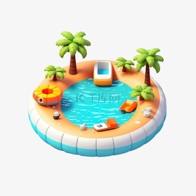 游泳池游泳3D夏天夏日炎热度假