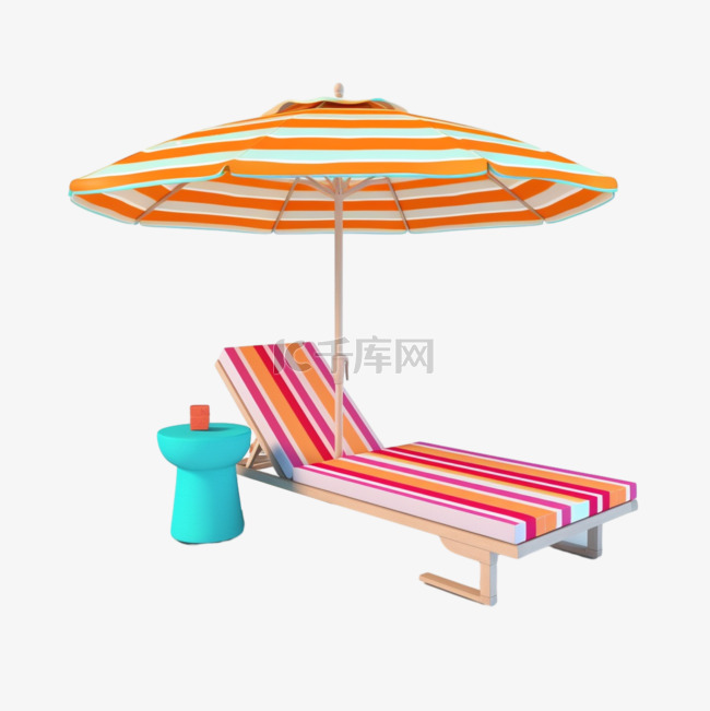 夏日3d沙滩椅免扣元素