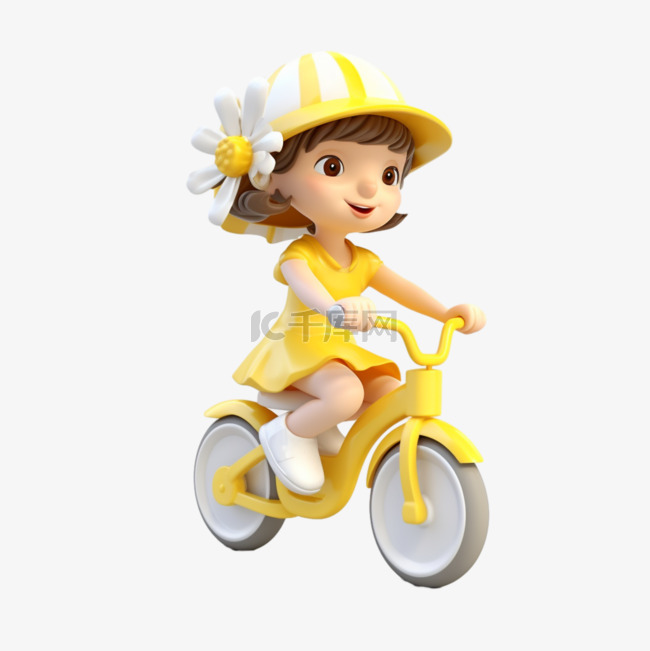 骑自行车的3d小女孩