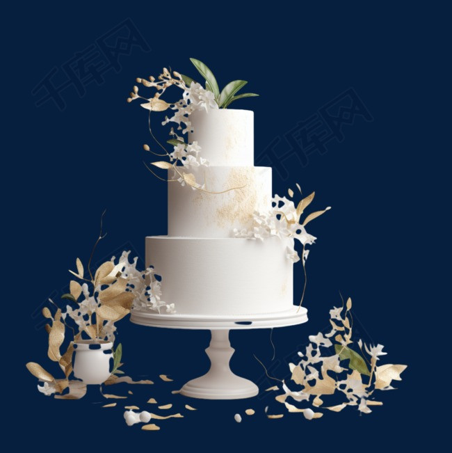 古典花纹结婚婚礼白色多层蛋糕