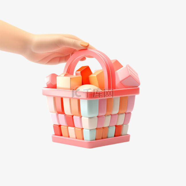 3D购物篮手持物品立体美观透明