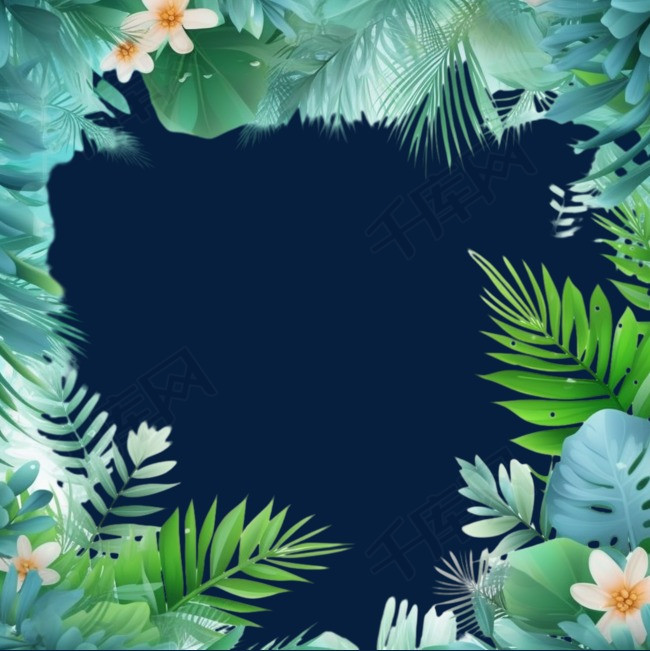 夏天植物热带边框装饰图案