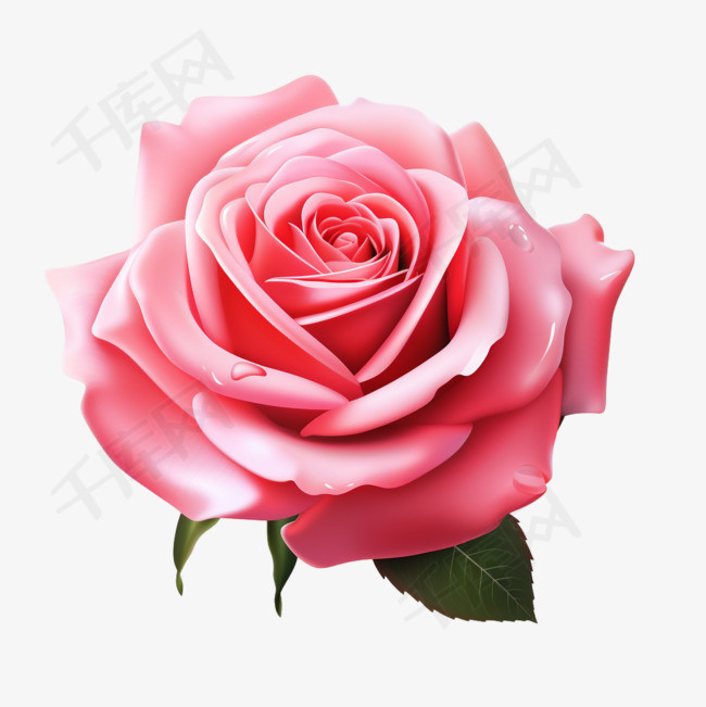 3D立体黏土花朵玫瑰粉色