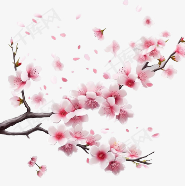 春天春季树枝上有美丽的樱花桃花