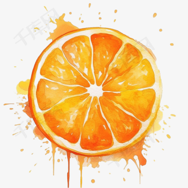 水彩橙子元素水果