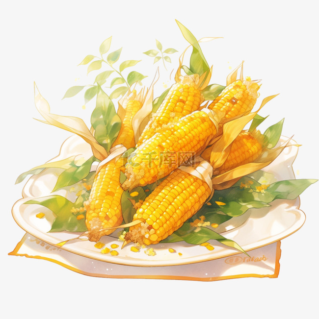 秋天金黄色的玉米丰收果实玉米