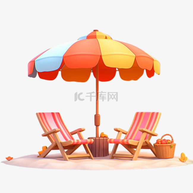 夏日遮阳伞防晒伞完美配色3d元素
