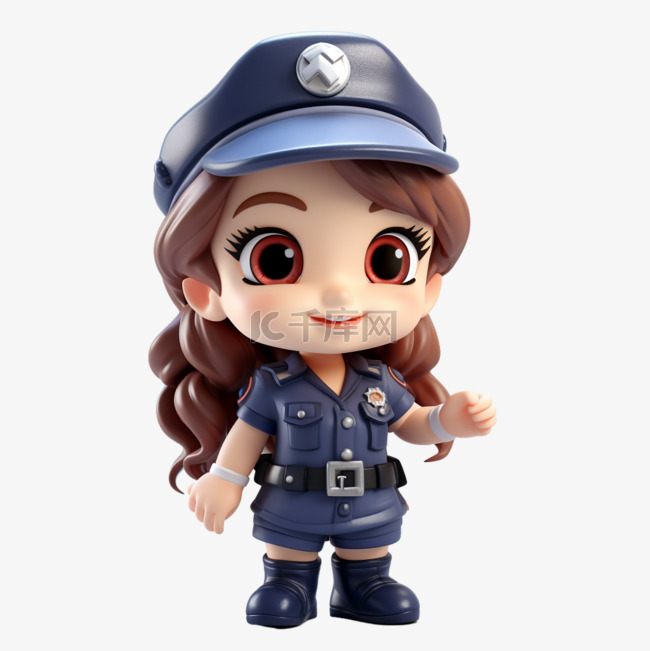 人物3D女警察可爱职业立体