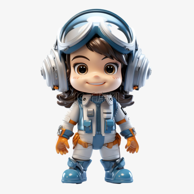 女飞行员人物3D可爱职业建模