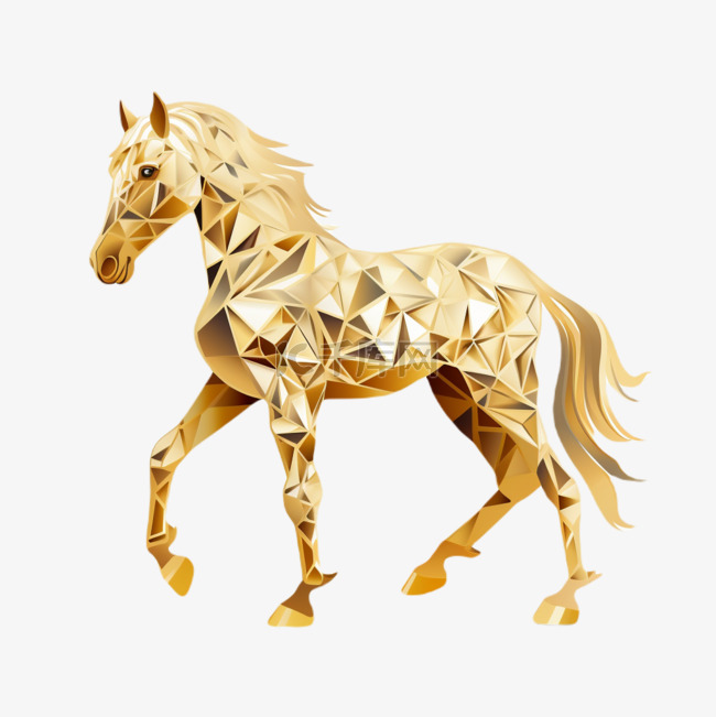 十二生肖金色马金箔形状形象素材图片免费下载_高清图片png_千库