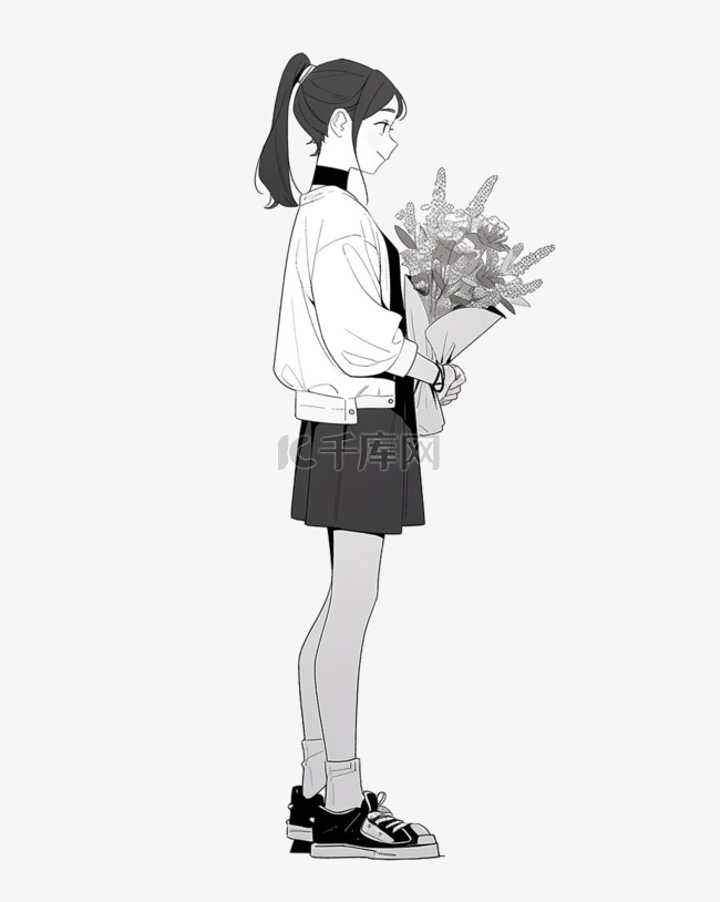 一个手上拿着花的女孩