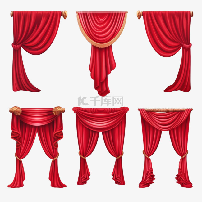 不同的剧院窗帘红色天鹅绒装饰