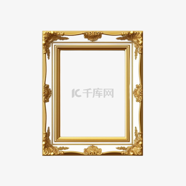 墙上简单的金色镜框相框边框