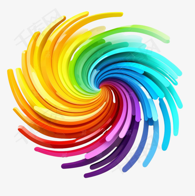 抽象3D旋涡彩色彩虹概念